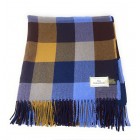 100% Lambswool Blanket/Throw Purple Blue & Brown Check
